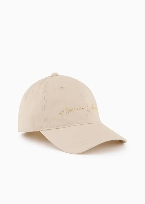 Armani Exchange 9442044R105111850 - Cappello con visiera in cotone con logo glitterato