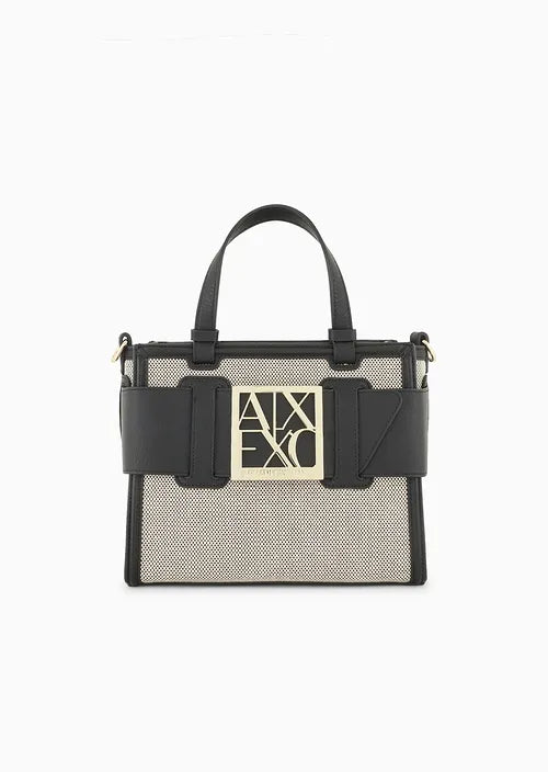 Armani Exchange 9426904R734100020 -Tote bag media con inserti a contrasto e maxi logo